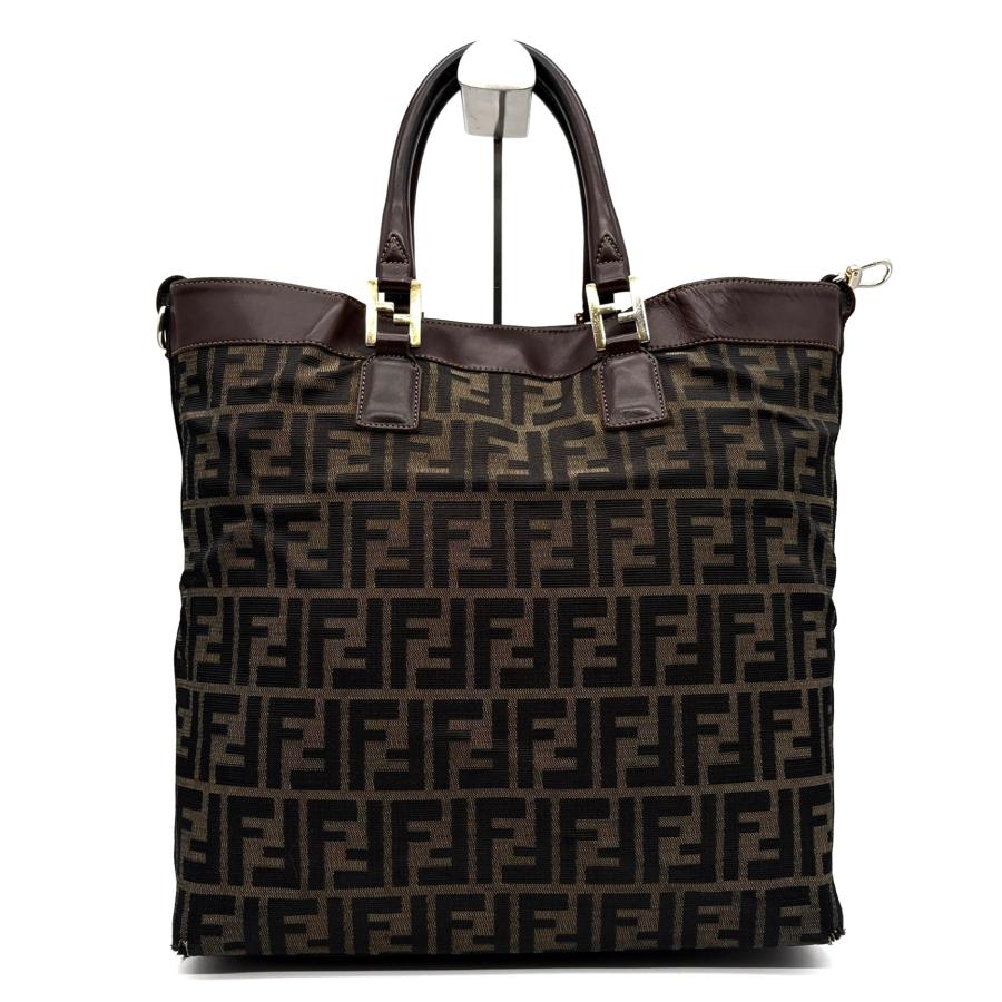 フェンディ FENDI トートバッグ ズッカ柄 キャンバス レザー 鞄 カバン