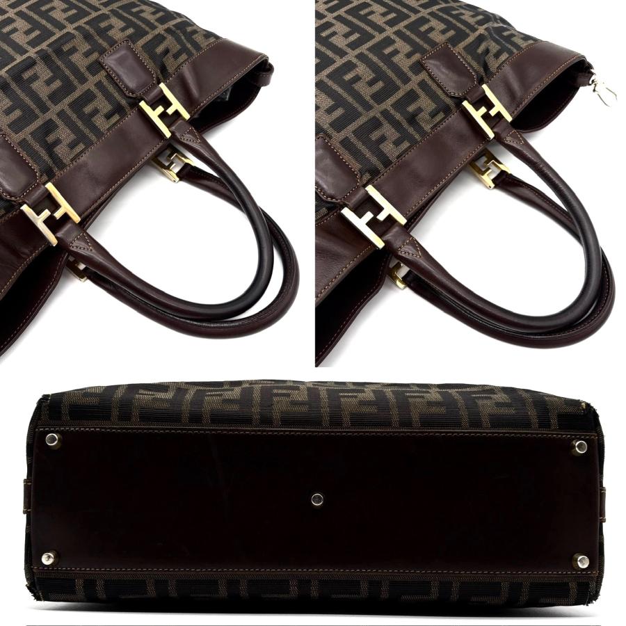 フェンディ FENDI トートバッグ ズッカ柄 キャンバス レザー 鞄 カバン