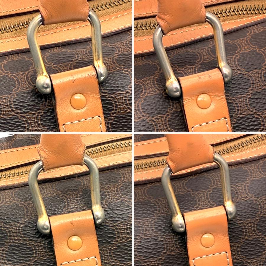 CELINE セリーヌ　マカダム柄 レザー　ブラウン　ボストンバッグ　大容量 CELINE セリーヌ マカダム ブラゾン ボストンバッグ ハンドバッグ PVC