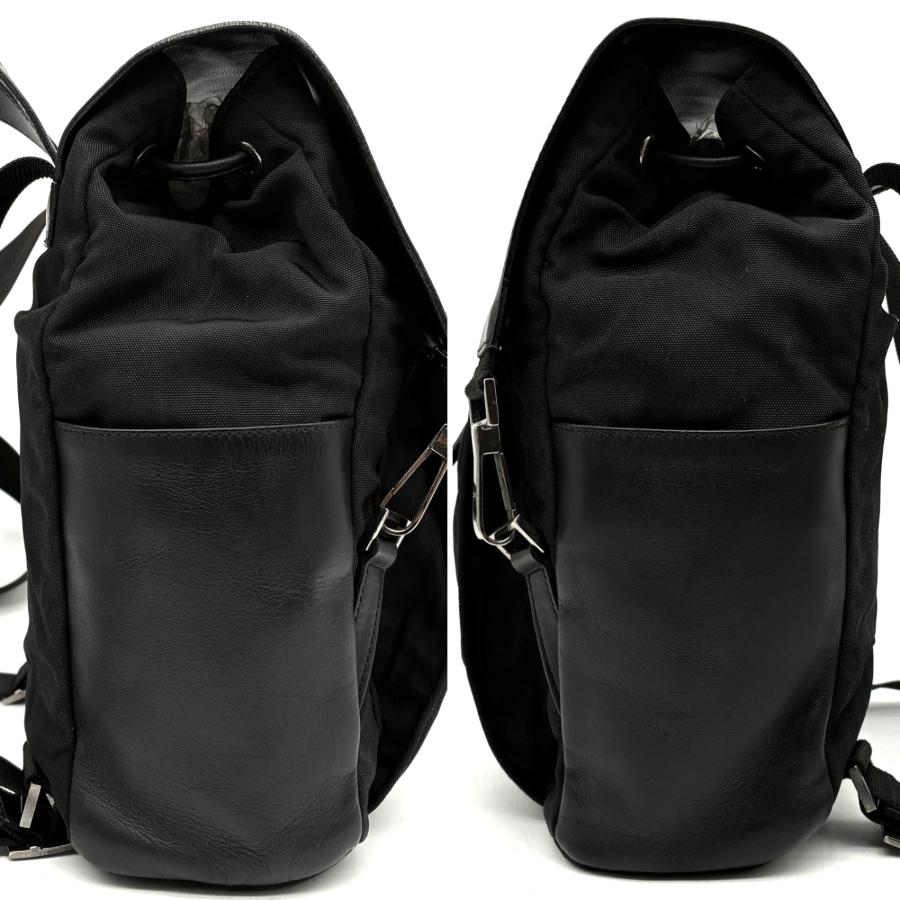 グッチ　リュック　バックパック　巾着　フラップ　型押しロゴ　ナイロン　レザー　黒 美品 グッチ GUCCI リュックサック バックパック 巾着 フラップ