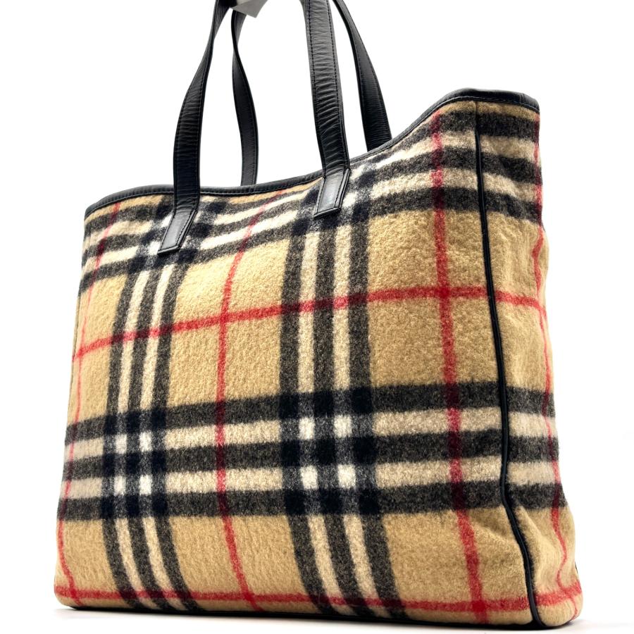 バーバリー BURBERRY ノバチェック トートバッグ ウール レザー