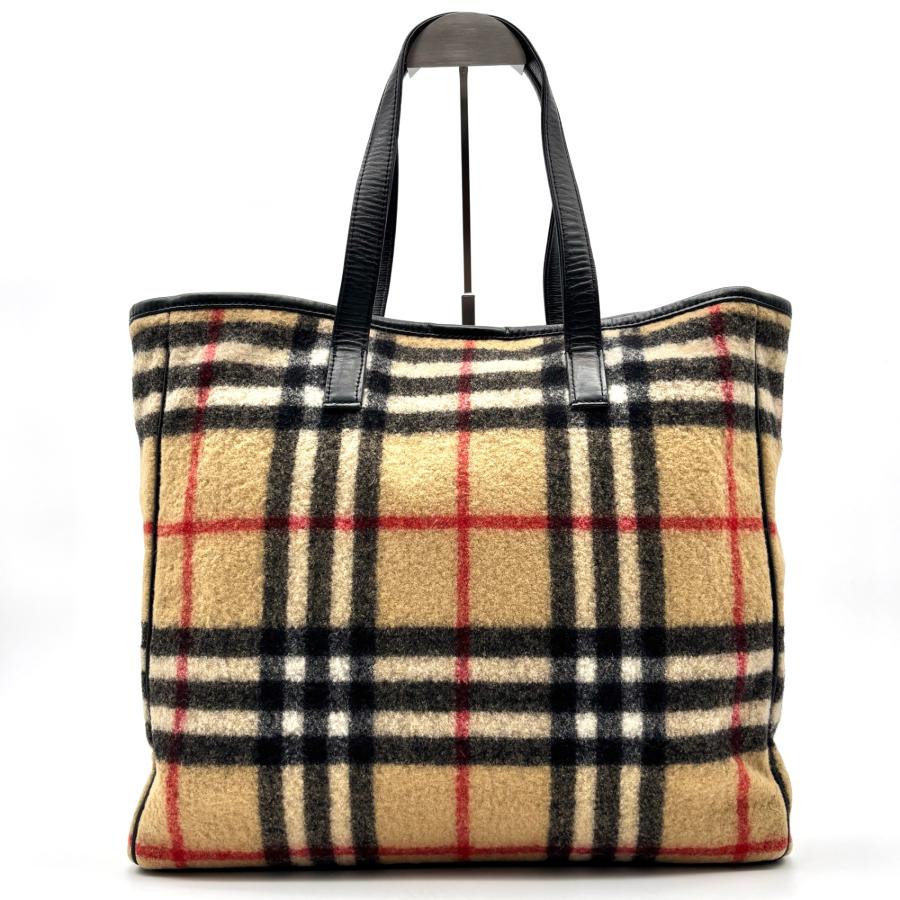 バーバリー BURBERRY ノバチェック トートバッグ ウール レザー