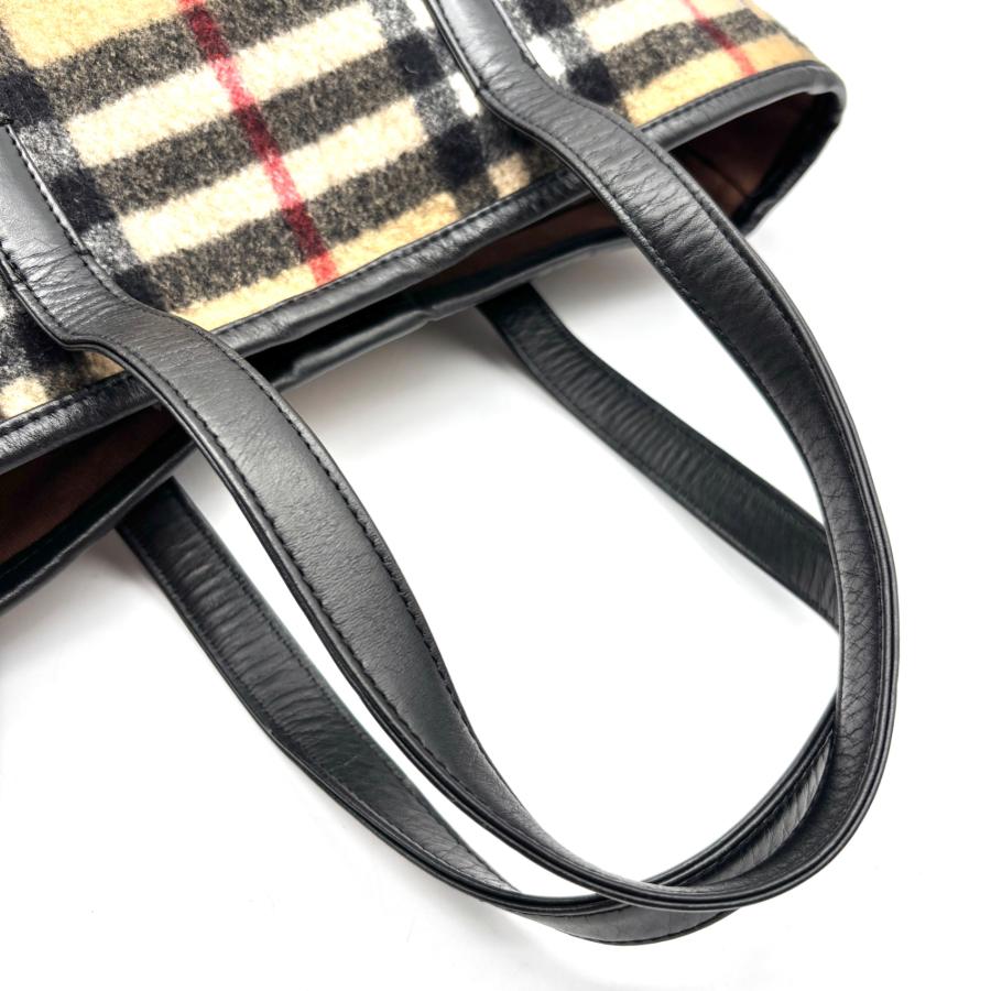 バーバリー BURBERRY ノバチェック トートバッグ ウール レザー