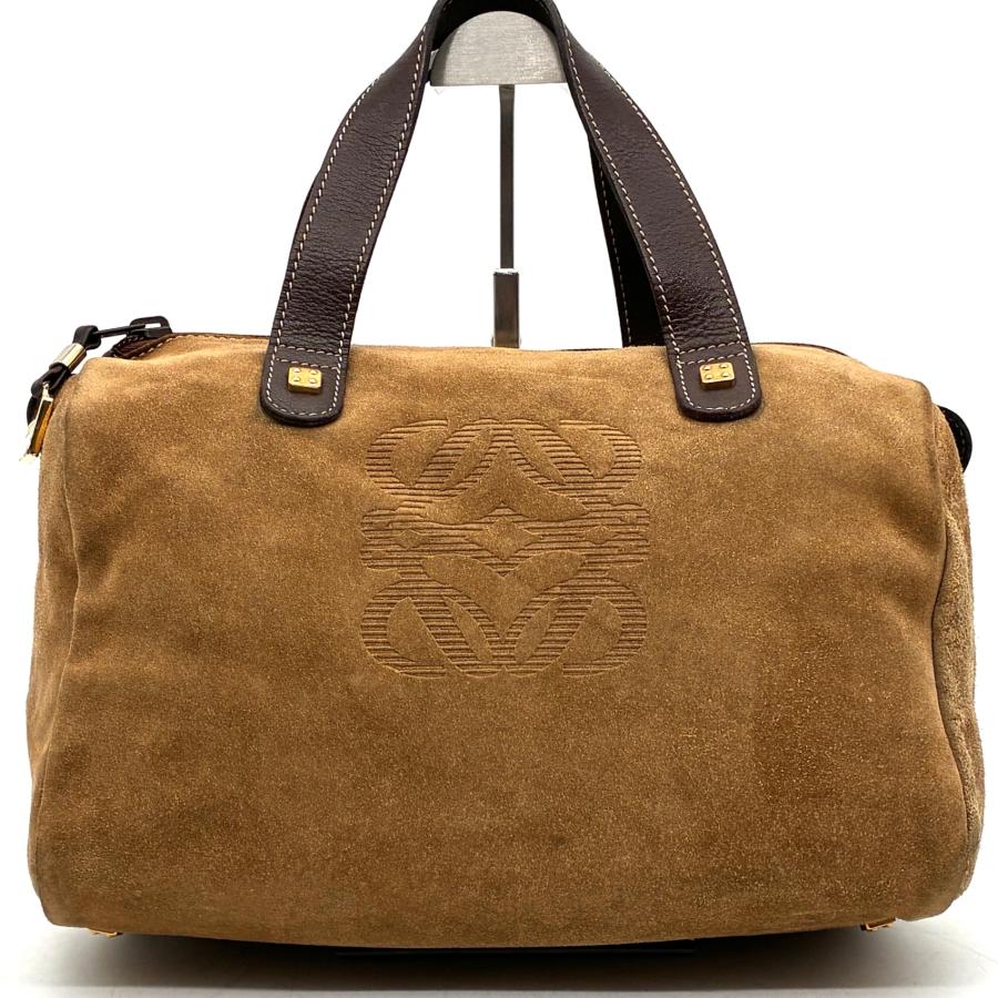 ロエベ LOEWE アナグラム ハンドバッグ ミニボストン スエード レザー