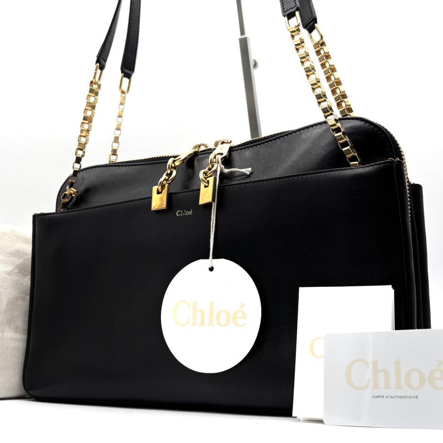 極美品 Chloe クロエ ルーシー ワンショルダーバッグ セミショルダー ラムスキン レザー ブラック 黒 ゴールド金具 チェーン 肩掛け 3S0061 レディース ビジネス 通勤 通学 フォーマル 記念日 プレゼント パーティー セレモニー お出かけ 高級 希少 Chloe クロエ ルーシー ワンショルダーバッグ セミショルダー