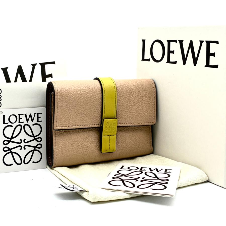LOEWE ロエベ 三つ折り財布 バーティカルウォレット アナグラム　ベージュ系 ロエベ LOEWE 三つ折り財布 バーティカルウォレット スモール