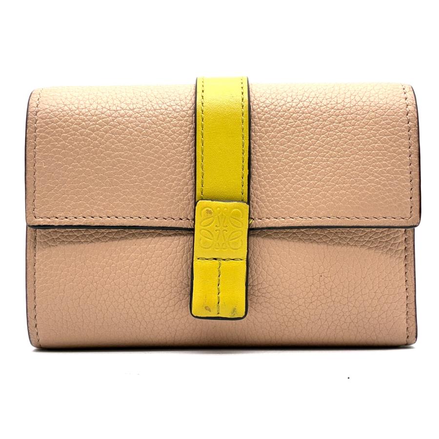 LOEWE ロエベ 三つ折り財布 バーティカルウォレット アナグラム　ベージュ系 ロエベ LOEWE 三つ折り財布 バーティカルウォレット スモール