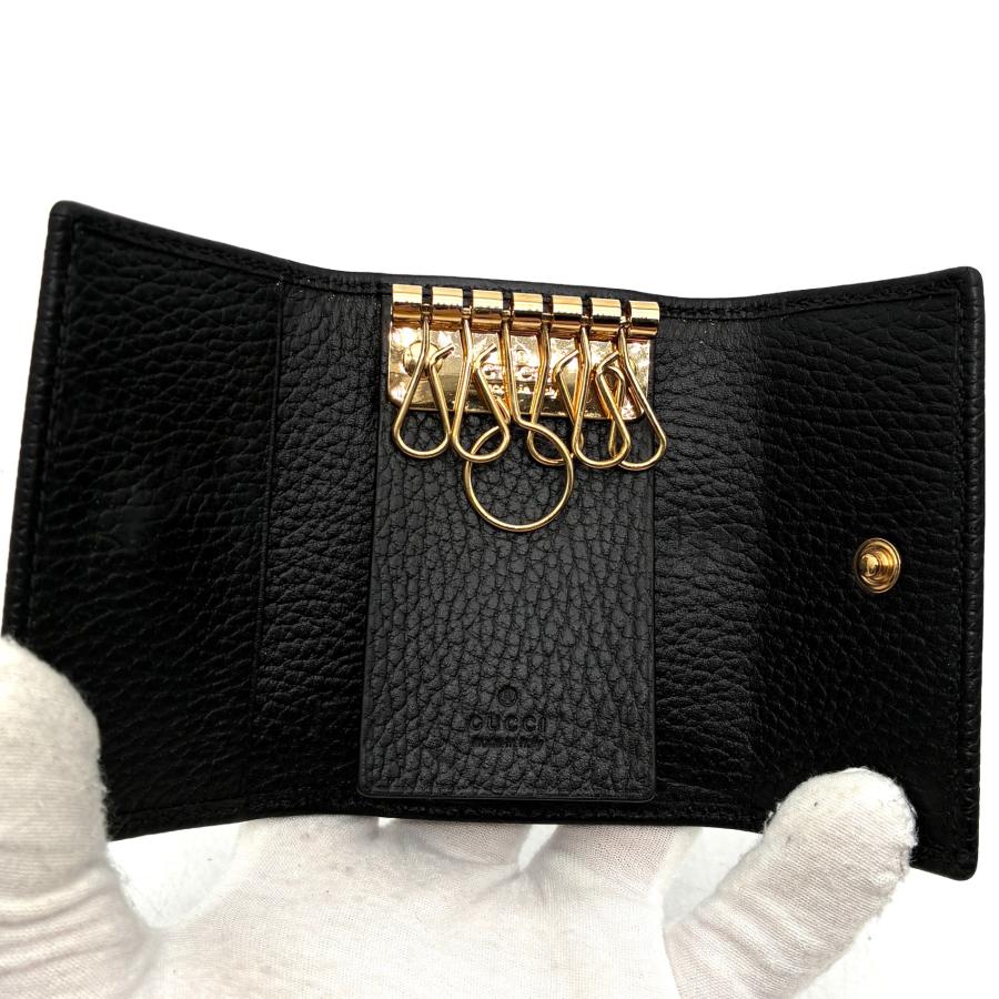 グッチ GUCCI GGマーモント 6連 キーケース ブラック 黒 レザー 本革