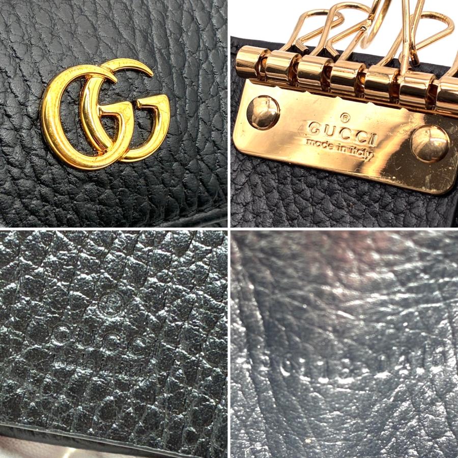 グッチ GUCCI GGマーモント 6連 キーケース ブラック 黒 レザー 本革