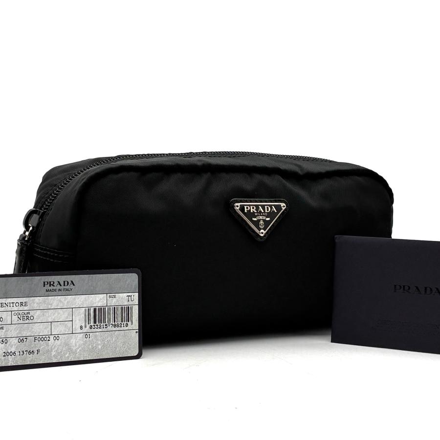 未使用保管品 プラダ PRADA ポーチ 化粧ポーチ 三角ロゴ 白タグ