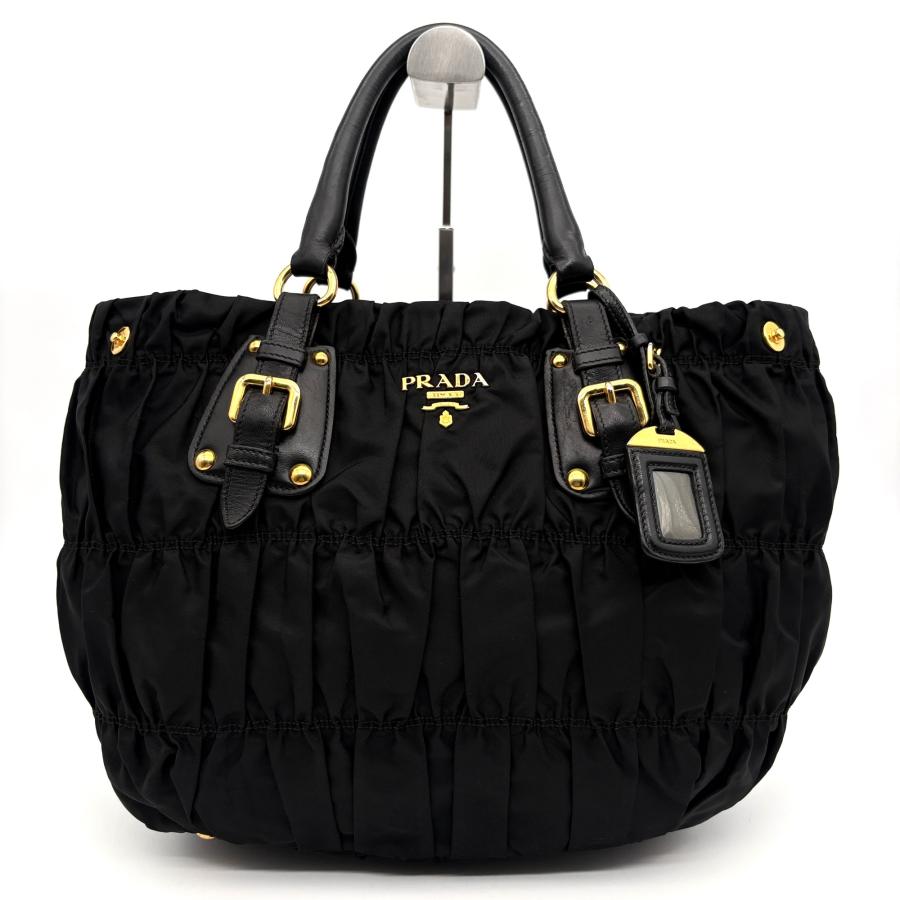 極美品 プラダ PRADA 2way トートバッグ ショルダーバッグ ギャザー 