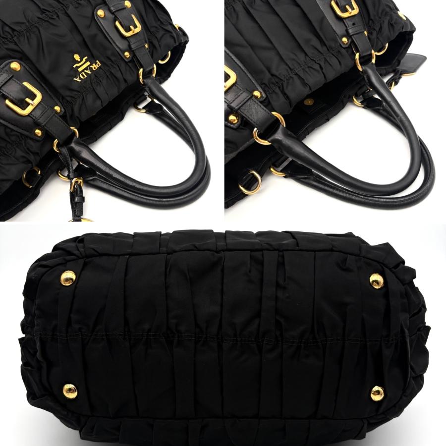 極美品 プラダ PRADA 2way トートバッグ ショルダーバッグ ギャザー 
