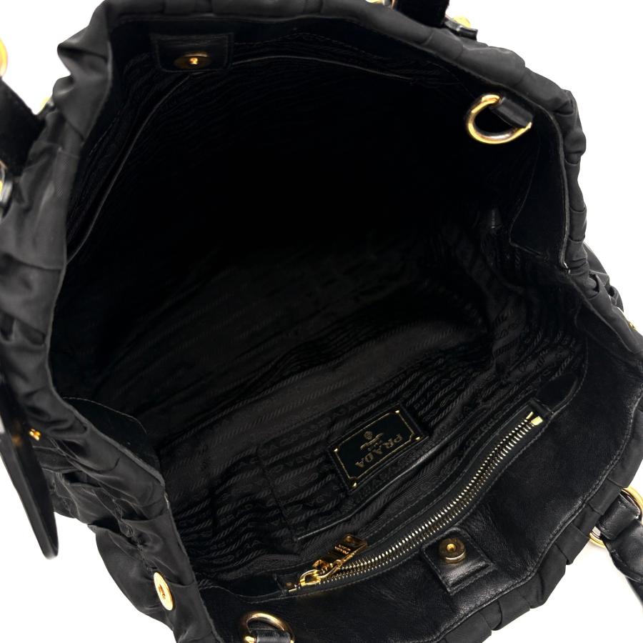 極美品 プラダ PRADA 2way トートバッグ ショルダーバッグ ギャザー 