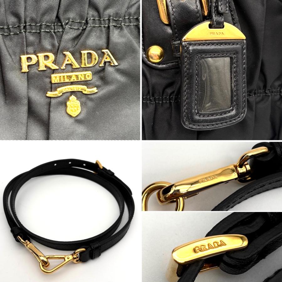 極美品 プラダ PRADA 2way トートバッグ ショルダーバッグ ギャザー 