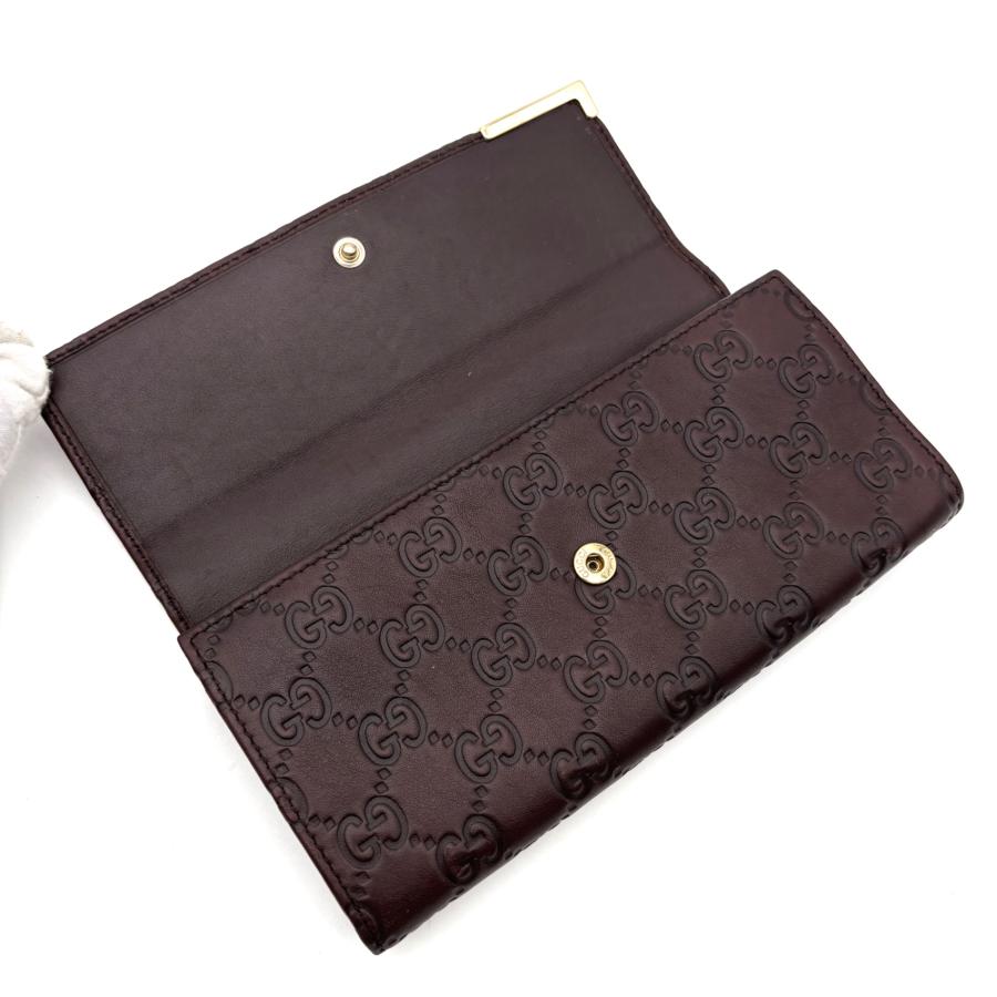 GUCCI グッチ　長財布　ロゴプレート　GG グッチシマ　ブラウン グッチ GUCCI グッチシマ 長財布 ウォレット ロゴプレート レザー
