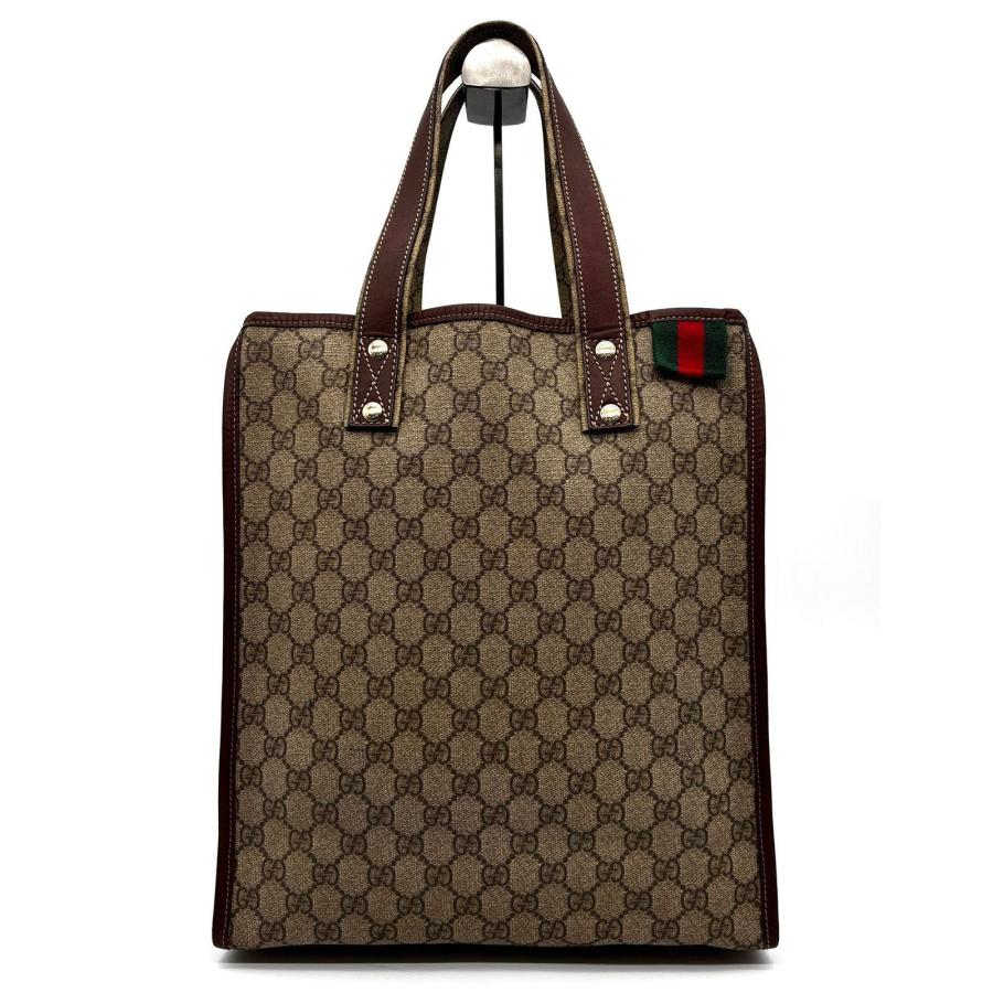 GUCCI グッチ トートバッグ GGスプリーム レザー ベージュ ブラウン 
