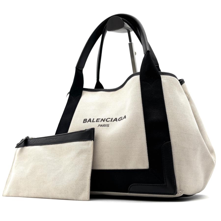 クリーニング済　バレンシアガ カバスS ポーチ付き バレンシアガ BALENCIAGA ネイビーカバス S トートバッグ ポーチ付