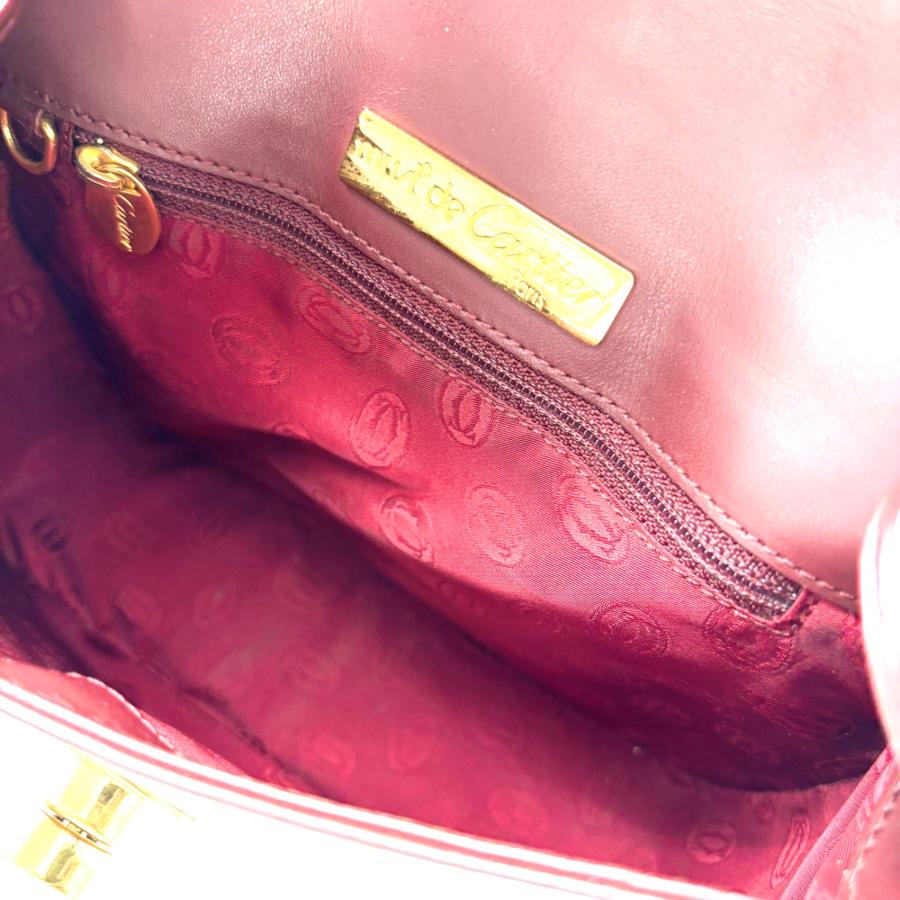 カルティエ ショルダーバッグ マストライン ターンロック レザー ボルドー 美品 Cartier カルティエ マストライン ターンロック ショルダーバッグ