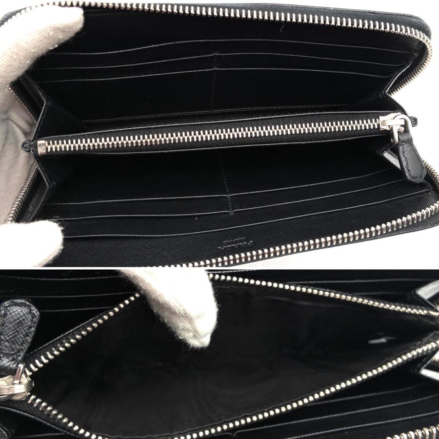 PRADA プラダ サフィアーノレザー ラウンドファスナー 長財布 ブラック 