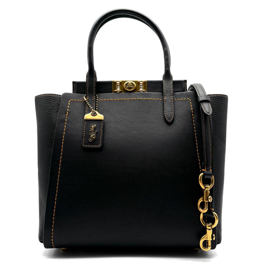 A978 美品 コーチ シボ革 レザー 2way ハンド ワンショル 黒 金具G COACH コーチ トループ 2way ハンドバッグ ショルダーバッグ レザー 本