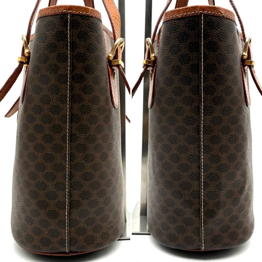 美品 CELINE マカダム PVC レザー トートバッグ オールドセリーヌ セリーヌ CELINE マカダム トートバッグ ハンドバッグ PVC レザー