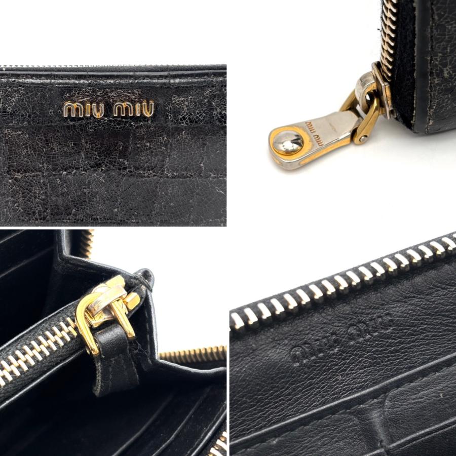 ミュウミュウ miumiu 財布 長財布 ラウンドファスナー レザー ロゴ