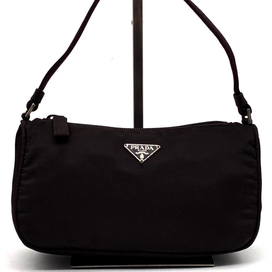 プラダ アクセサリーポーチ ワンショルダー ハンドバッグ テスートナイロン 黒 プラダ PRADA アクセサリーポーチ ミニバッグ ワンショルダー ナイロン