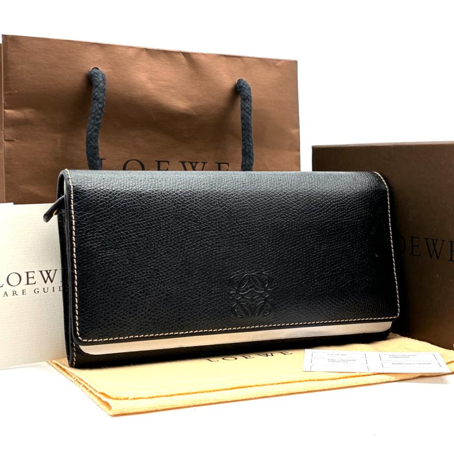 LOEWE ロエベ ホリゾンタル 長財布 フラップ アナグラム レザー ブラック ロエベ LOEWE アナグラム 長財布 フラップ ロングウォレット ブラック