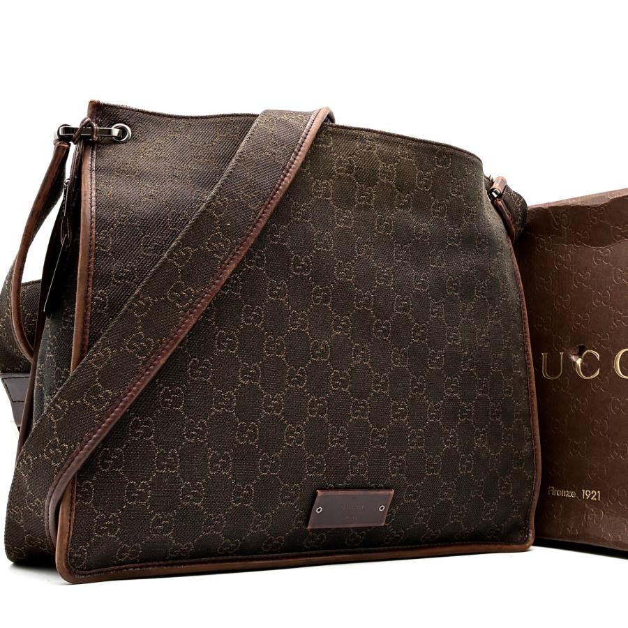 グッチ GUCCI GGキャンバス ショルダーバッグ 斜め掛け ロゴプレート