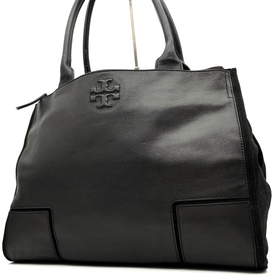 【MONOTOWN】トリーバーチ ブラックレザー トートバッグ TORY BURCH トリーバーチ エラ トートバッグ ハンドバッグ レザー