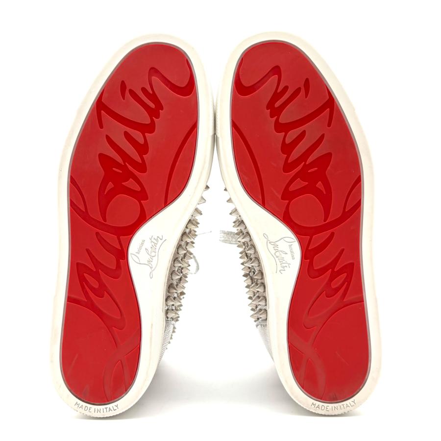 Christian Louboutin クリスチャンルブタン ルイス フラット スパイク ハイカットスニーカー レザー シルバー スタッズ 35 1/2 22.5cm 未使用 保管品