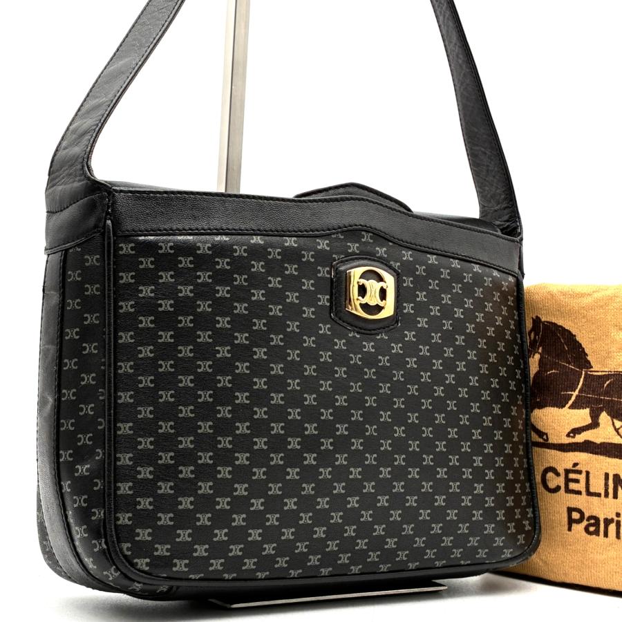 セリーヌ CELINE マカダム トリオンフ ショルダーバッグ PVC レザー 