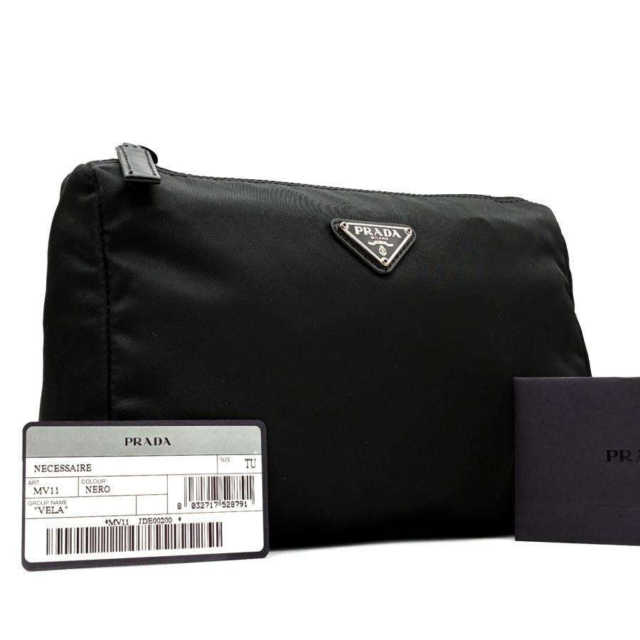 たくみ　プラダ コスメ 化粧ポーチ ナイロン 三角ロゴ 白タグ ストラップ 未使用保管品 プラダ PRADA ポーチ 化粧ポーチ 三角ロゴ 白タグ