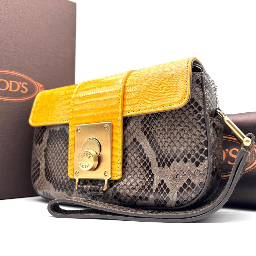 TODS トッズ フロント金具 クラッチバッグ セカンドバッグ パイソン