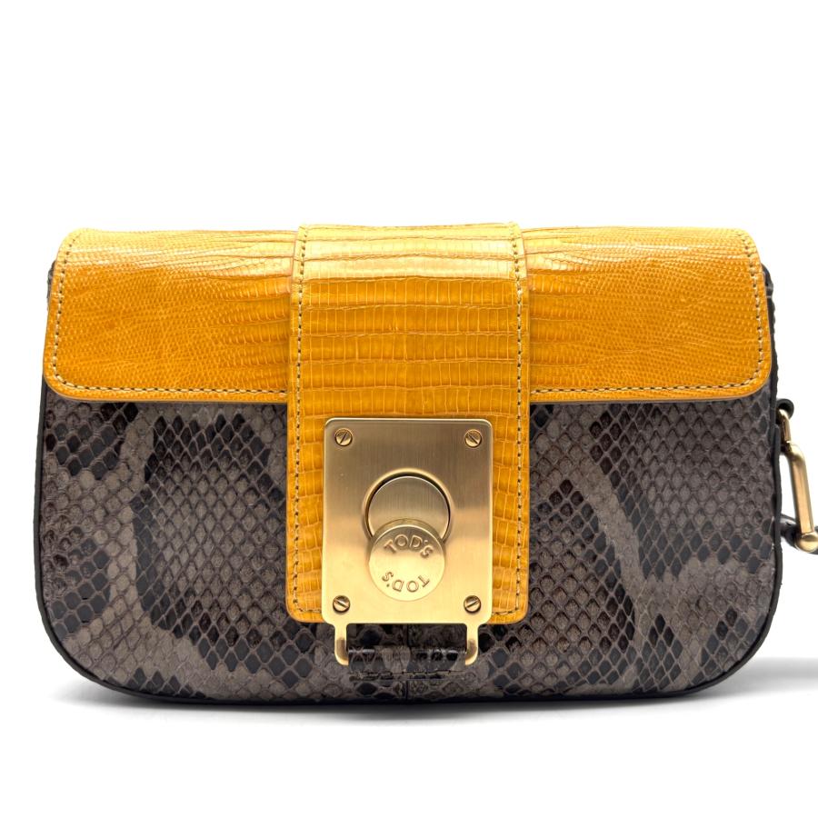 TODS トッズ フロント金具 クラッチバッグ セカンドバッグ パイソン