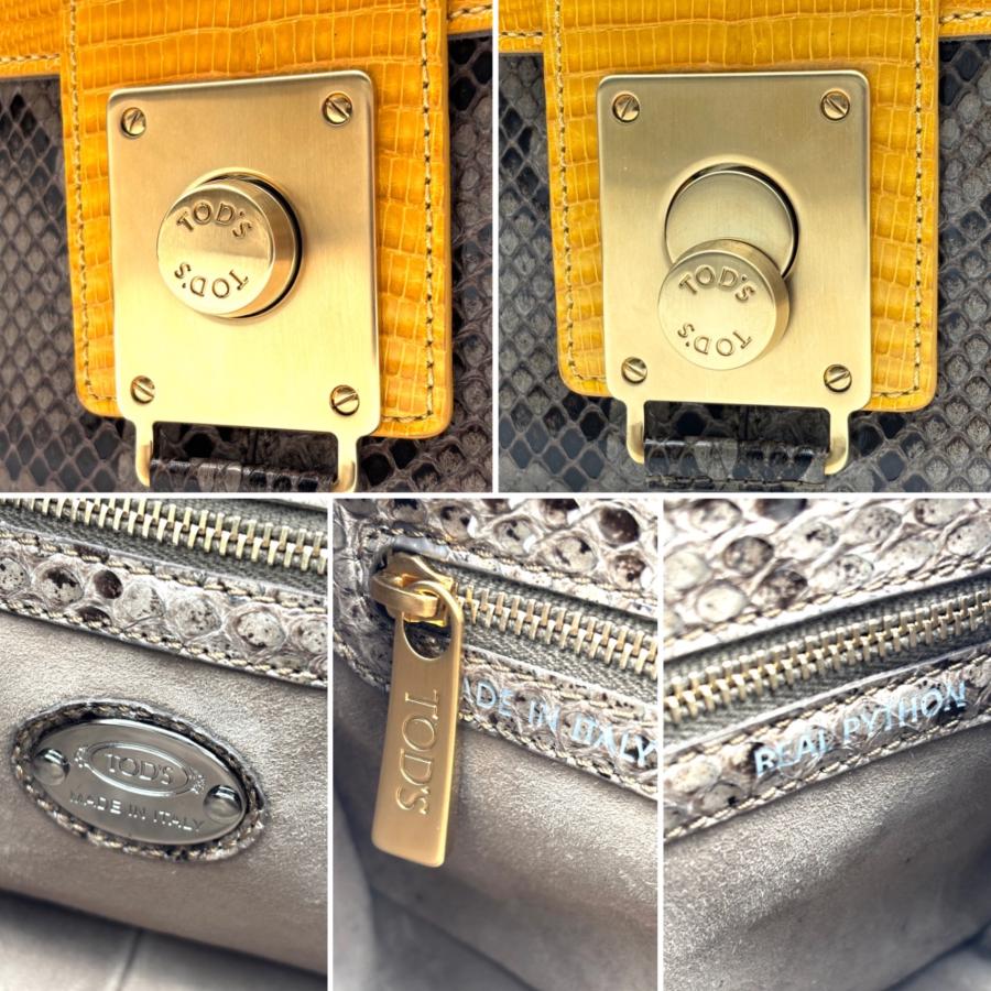 TODS トッズ フロント金具 クラッチバッグ セカンドバッグ パイソン