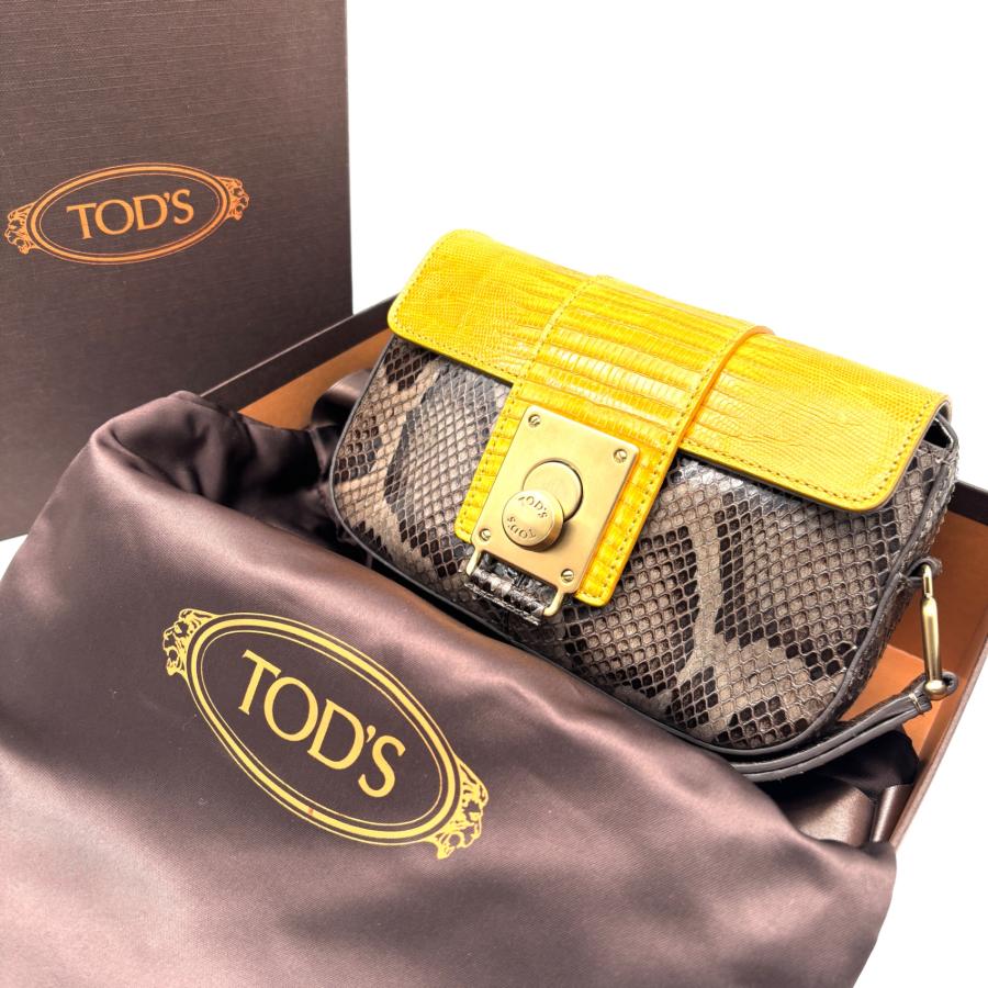 TODS トッズ フロント金具 クラッチバッグ セカンドバッグ パイソン