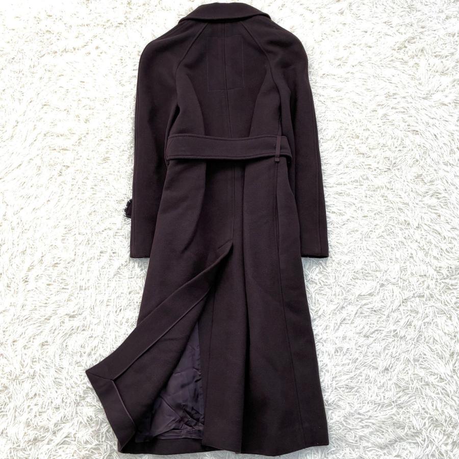 BURBERRY バーバリー ステンカラーコート ロングコート マキシ丈 パープル メンズ ラムウール100％ ベルト ビジネス ホースロゴ 32 未使用の画像