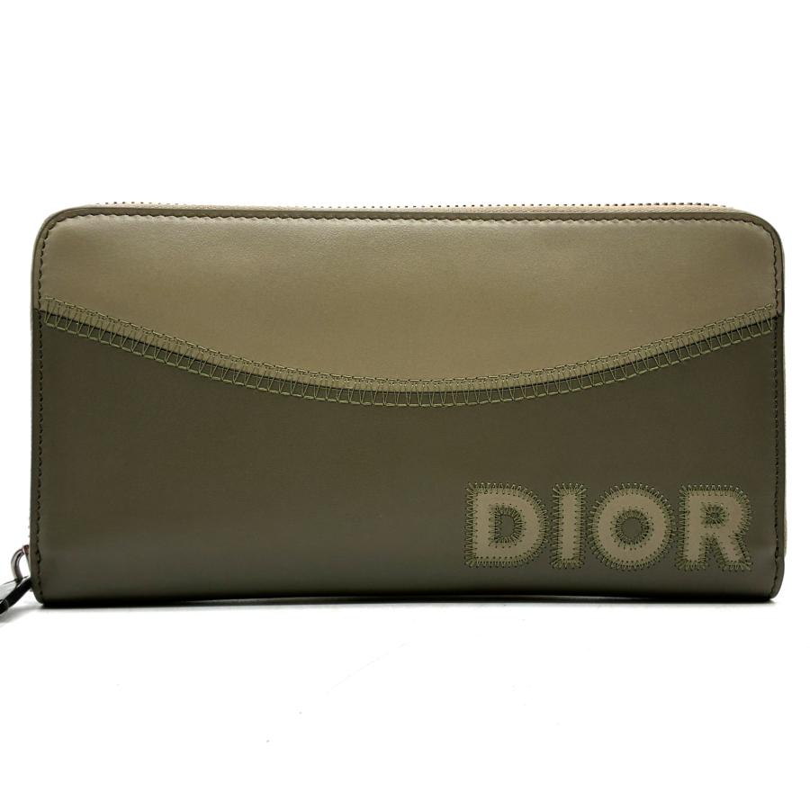 未使用保管品 ディオール Dior 長財布 ラウンドファスナー ウォレット ロゴ 型押し バイカラー レザー 本革 グレー グレージュ ボーナス 夏休み 帰省 お盆 敬老の日 サマーギフト シルバーウィーク ご褒美 メンズ レディース ユニセックス 男女兼用 未使用保管品 ディオール Dior 長財布 ラウンドファスナー ロゴ 型押し