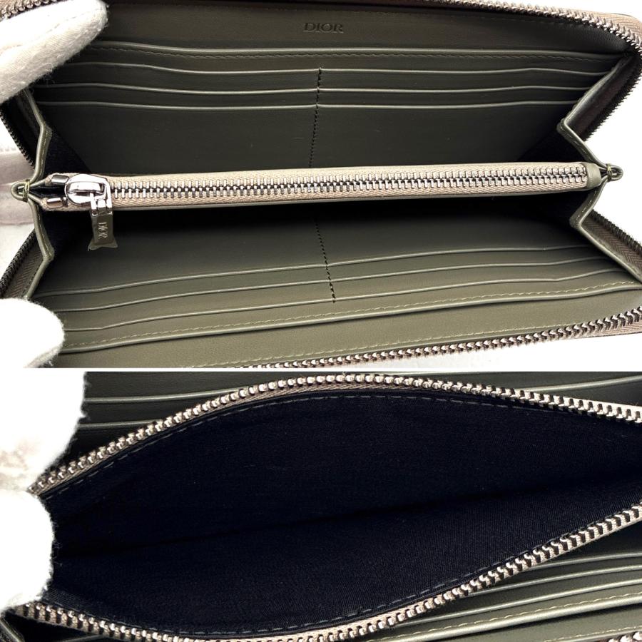 未使用保管品 ディオール Dior 長財布 ラウンドファスナー ロゴ 型押し