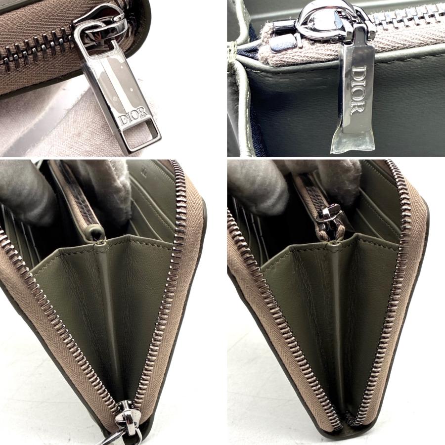 未使用保管品 ディオール Dior 長財布 ラウンドファスナー ロゴ 型押し