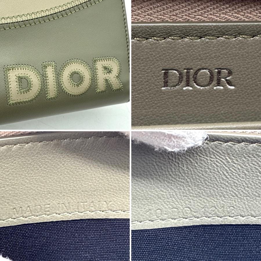 未使用保管品 ディオール Dior 長財布 ラウンドファスナー ロゴ 型押し