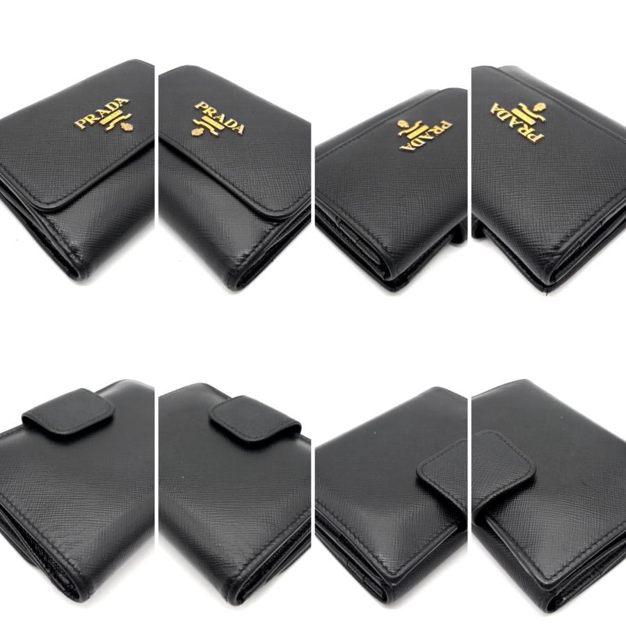 PRADA プラダ 二つ折り財布 サフィアーノレザー ブラック ゴールド金具 プラダ PRADA サフィアーノ 二つ折り財布 コンパクトウォレット 財布