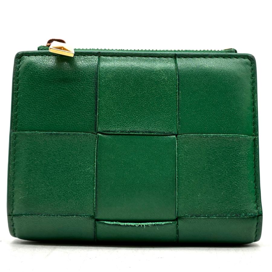 ボッテガヴェネタ 財布 マキシイントレチャート カセット グリーン ゴールド金具 ボッテガヴェネタ BOTTEGA VENETA カセット 二つ折り財布 マキシ
