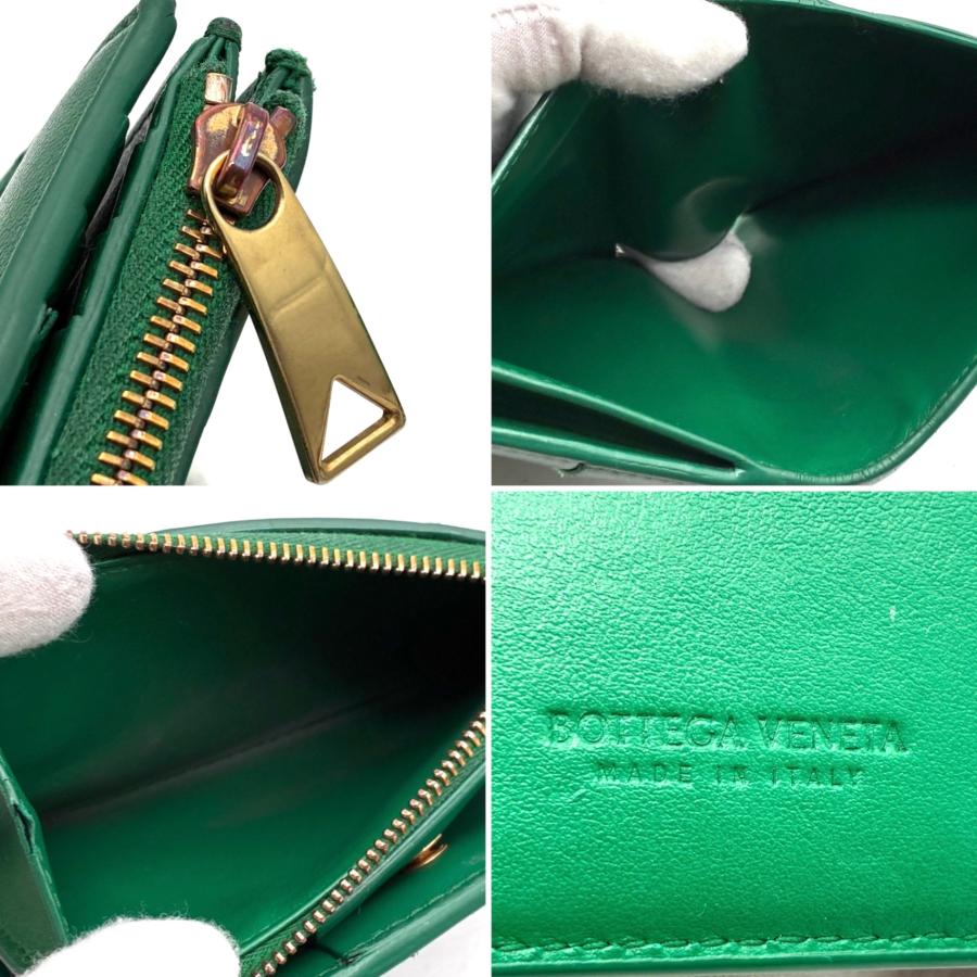 ボッテガヴェネタ 財布 マキシイントレチャート カセット グリーン ゴールド金具 ボッテガヴェネタ BOTTEGA VENETA カセット 二つ折り財布 マキシ