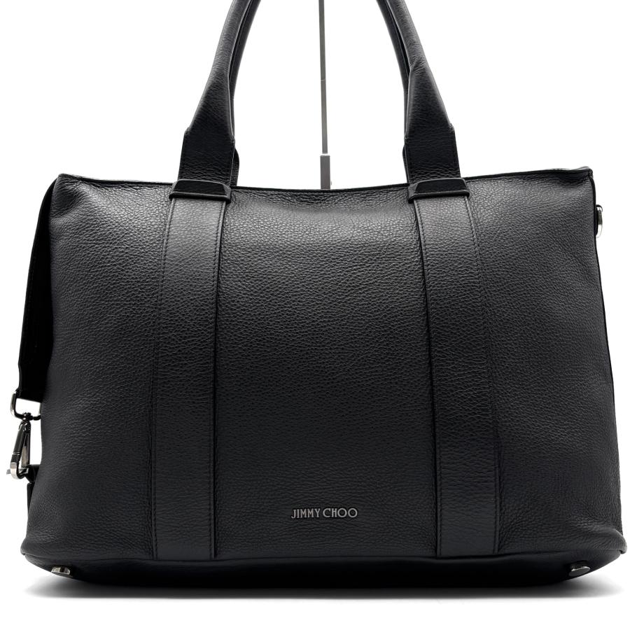 JIMMY CHOO ジミーチュウ サヴィル トートバッグ ビジネスバッグ レザー 黒 ロゴ スタースタッズ 肩掛け A4可 未使用に近いの画像