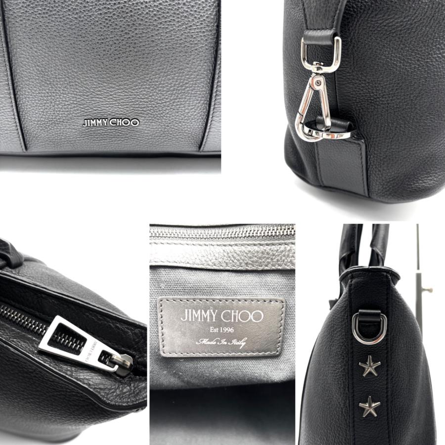 JIMMY CHOO ジミーチュウ サヴィル トートバッグ ビジネスバッグ レザー 黒 ロゴ スタースタッズ 肩掛け A4可 未使用に近いの画像