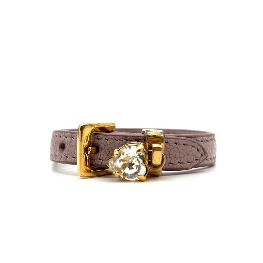 MIU MIU クリスタル装飾 レザーブレスレット ミュウミュウ miumiu ブレスレット バングル レザー ビジュー