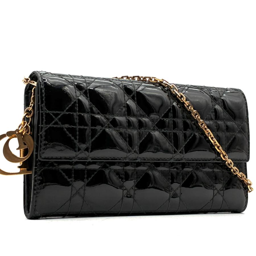 クリスチャンディオール Christian Dior カナージュ 長財布 チェーン 