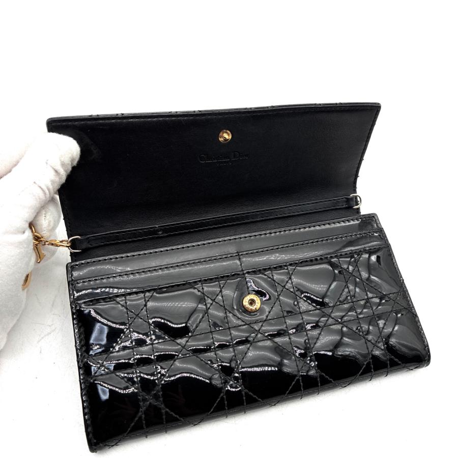 クリスチャンディオール Christian Dior カナージュ 長財布 チェーン